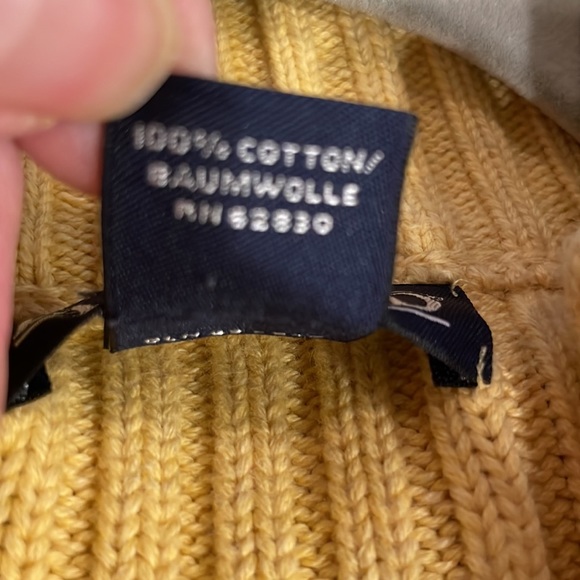 Lands’ End women’s yellow wide ribbed cable knit zip front cardigan sweater EUC - Picture 6 of 6